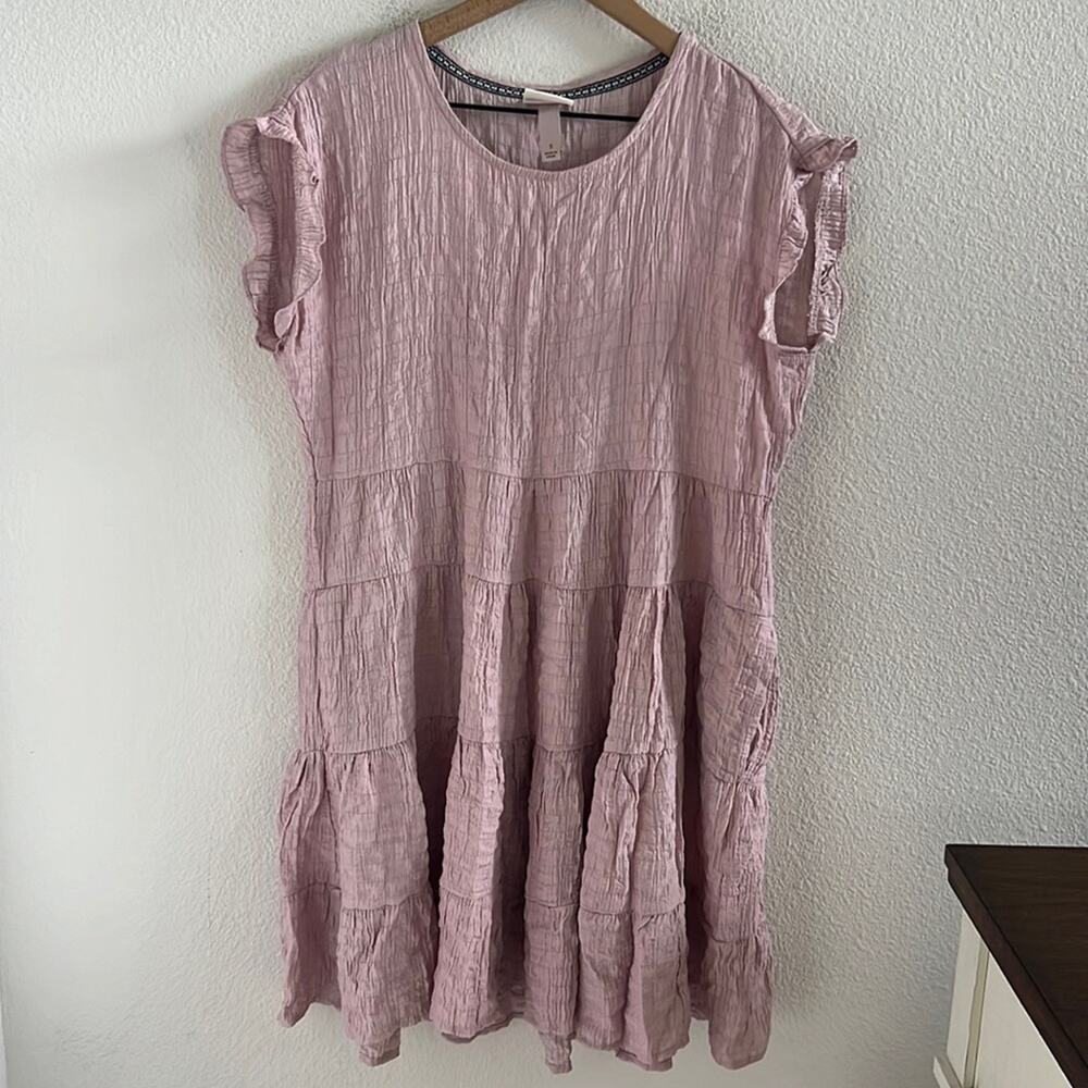 Knox Rose Crinkle Babydoll Dress Boho Neutral Feminine Preppy Coastal Classic S